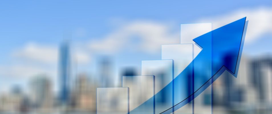 Arrow curving upward over chart